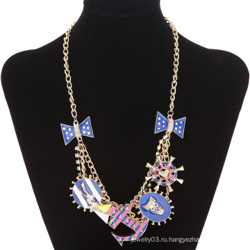 2015 последний дизайн якорь бабочка очарование цепи ожерелье позолоченные ювелирные изделия оптом